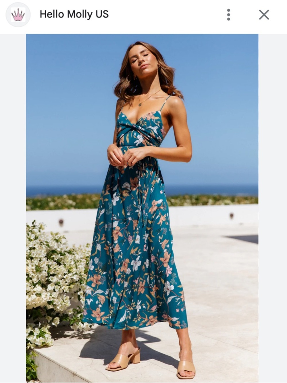 Hello Molly Teal Floral Wrap Midi Dress